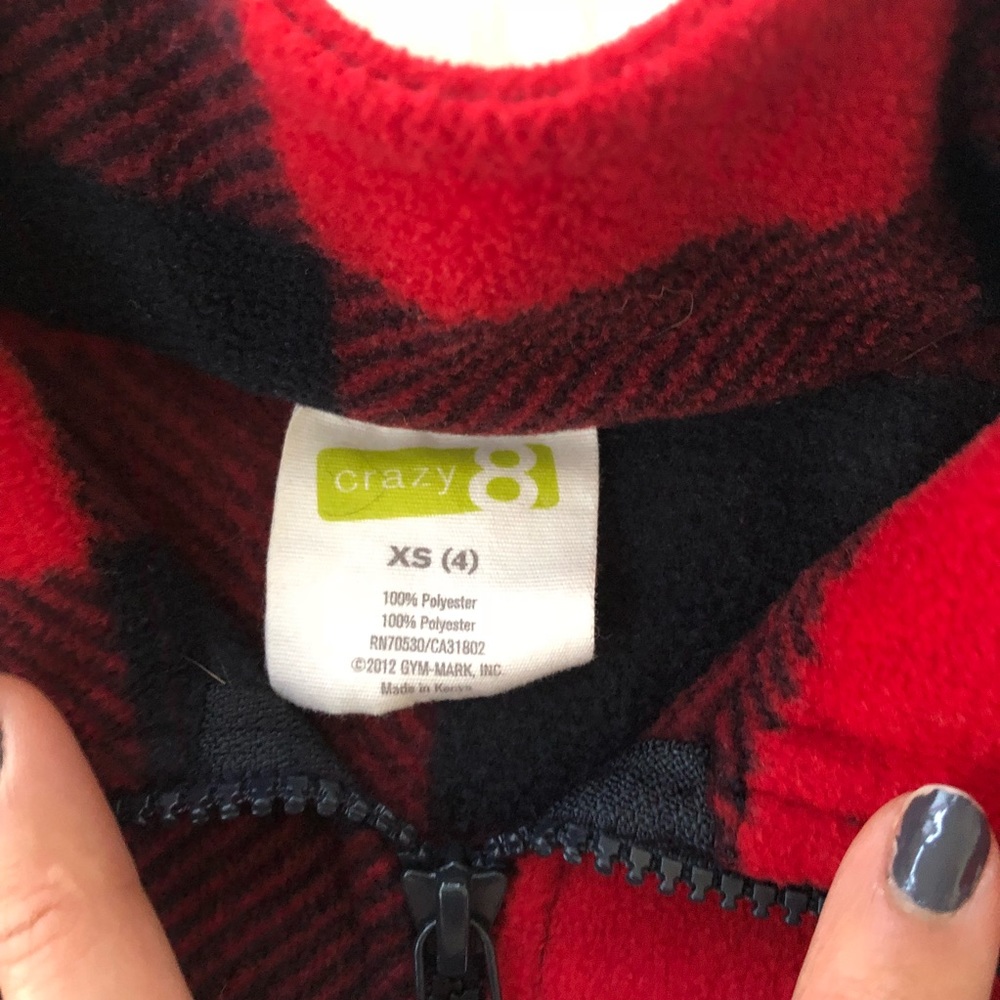 Red and black checkered long sleeve sweater - Picture 3 of 4